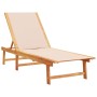 Tumbonas 2 uds con mesa madera maciza acacia y textileno crema de , Tumbonas - Ref: Foro24-3279252, Precio: 348,46 €, Descuen...