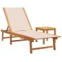 2 sun loungers with solid acacia wood table and cream textilene by , Loungers - Ref: Foro24-3279252, Price: 356,20 €, Discoun...
