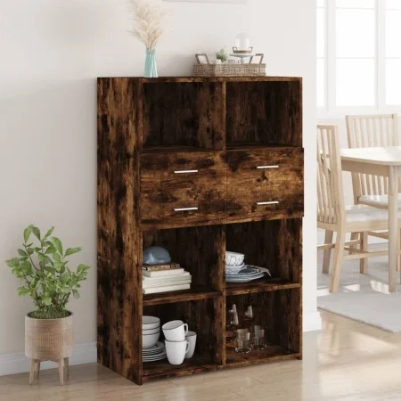 Aparador de madera de ingeniería roble ahumado 80x42,5x124 cm de , Aparadores - Ref: Foro24-3281389, Precio: 142,05 €, Descue...