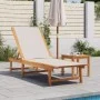 Solid acacia wood sun lounger with grey textilene by , Loungers - Ref: Foro24-4008413, Price: 168,89 €, Discount: %