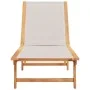 Solid acacia wood sun lounger with grey textilene by , Loungers - Ref: Foro24-4008413, Price: 168,89 €, Discount: %
