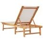 Solid acacia wood sun lounger with grey textilene by , Loungers - Ref: Foro24-4008413, Price: 168,89 €, Discount: %