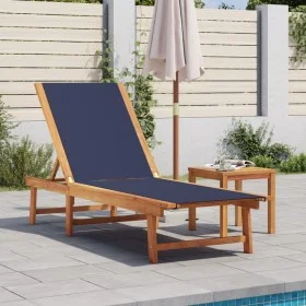 Tumbona con mesa madera maciza de acacia y textileno azul de , Tumbonas - Ref: Foro24-4008418, Precio: 194,48 €, Descuento: %