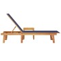 Tumbona con mesa madera maciza de acacia y textileno azul de , Tumbonas - Ref: Foro24-4008418, Precio: 198,22 €, Descuento: %