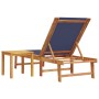 Tumbona con mesa madera maciza de acacia y textileno azul de , Tumbonas - Ref: Foro24-4008418, Precio: 198,22 €, Descuento: %