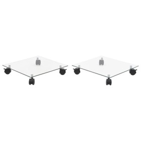 Soportes de ruedas para macetas cuadrado vidrio templado 2 uds en Soportes para macetas | Comprar online en Foru.es