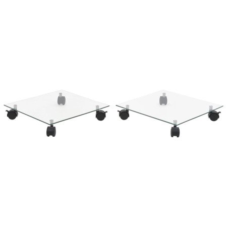 Soportes de ruedas para macetas cuadrado vidrio templado 2 uds en Soportes para macetas | Comprar online en Foru.es
