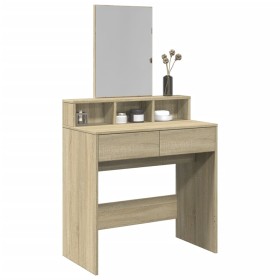 Tocador con espejo color roble Sonoma 130x50x132,5 cm de , Tocadores para dormitorios - Ref: Foro24-848173, Precio: 102,72 €,...