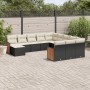 Set de sofás de jardín 12 piezas cojines ratán sintético negro en Conjuntos de jardín | Comprar online en Foru.es