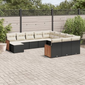 Set de sofás de jardín 12 piezas cojines ratán sintético negro en Conjuntos de jardín | Comprar online en Foru.es