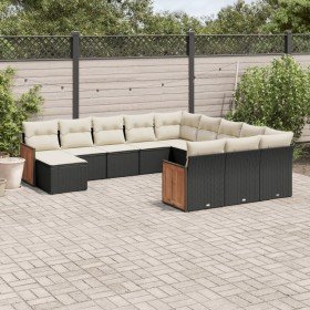 Set de sofás de jardín 12 piezas cojines ratán sintético negro en Conjuntos de jardín | Comprar online en Foru.es