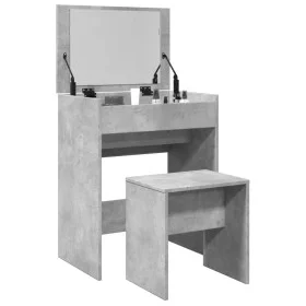 Tocador con taburete gris hormigón 60x40x113,5 cm de , Tocadores para dormitorios - Ref: Foro24-848216, Precio: 98,22 €, Desc...