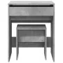 Tocador con taburete gris hormigón 60x40x113,5 cm de , Tocadores para dormitorios - Ref: Foro24-848216, Precio: 98,22 €, Desc...