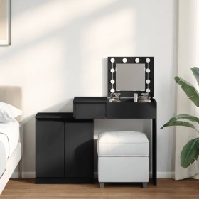 Tocador con luces LED negro 115x37x110,5 cm de , Tocadores para dormitorios - Ref: Foro24-848228, Precio: 135,45 €, Descuento: %