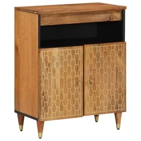 Solid mango wood auxiliary cabinet 60x33x75 cm by , CD and DVD storage - Ref: Foro24-358309, Price: 85,10 €, Discount: %