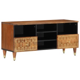 Mueble de TV madera maciza de mango 100x33x46 cm de , Almacenamiento para CD y DVD - Ref: Foro24-358302, Precio: 76,96 €, Des...