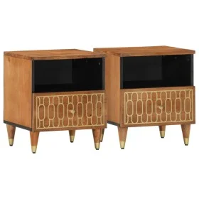 Mesitas de noche 2 uds madera maciza de mango 40x33x46 cm de , Mesitas de noche - Ref: Foro24-358291, Precio: 93,10 €, Descue...