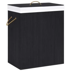 Cesta para la ropa sucia de bambú de una sección negra 83 l de vidaXL, Cestas para ropa - Ref: Foro24-320758, Precio: 30,07 €...