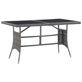 Mesa de jardín ratán sintético gris 140x80x74 cm de , Mesas de jardín - Ref: Foro24-318716, Precio: 126,01 €, Descuento: %