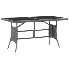 Mesa de jardín ratán sintético gris 140x80x74 cm de , Mesas de jardín - Ref: Foro24-318716, Precio: 119,31 €, Descuento: %