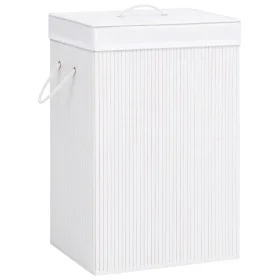 Cesta para la ropa sucia de bambú de una sección blanca de vidaXL, Cestas para ropa - Ref: Foro24-320751, Precio: 35,40 €, De...