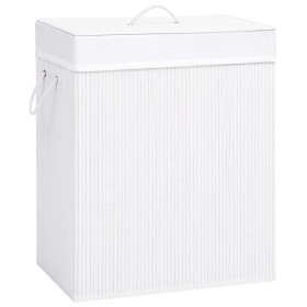 Cesto de la ropa sucia de bambú 2 secciones blanco 100 l de vidaXL, Cestas para ropa - Ref: Foro24-320744, Precio: 33,86 €, D...