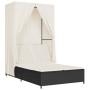 Tumbona doble con techo y cortinas ratán sintético negro de , Tumbonas - Ref: Foro24-368099, Precio: 251,47 €, Descuento: %