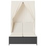 Tumbona doble con techo y cortinas ratán sintético negro de , Tumbonas - Ref: Foro24-368099, Precio: 251,47 €, Descuento: %