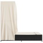Tumbona doble con techo y cortinas ratán sintético negro de , Tumbonas - Ref: Foro24-368099, Precio: 251,47 €, Descuento: %