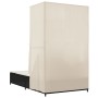 Tumbona doble con techo y cortinas ratán sintético negro de , Tumbonas - Ref: Foro24-368099, Precio: 251,47 €, Descuento: %