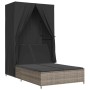 Tumbona doble con techo y cortinas ratán sintético gris de , Tumbonas - Ref: Foro24-368101, Precio: 260,33 €, Descuento: %
