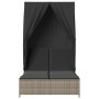 Tumbona doble con techo y cortinas ratán sintético gris de , Tumbonas - Ref: Foro24-368101, Precio: 260,33 €, Descuento: %