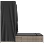 Tumbona doble con techo y cortinas ratán sintético gris de , Tumbonas - Ref: Foro24-368101, Precio: 260,33 €, Descuento: %