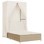 Tumbona doble con techo y cortinas ratán sintético beige de , Tumbonas - Ref: Foro24-368103, Precio: 262,19 €, Descuento: %