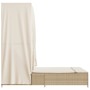 Tumbona doble con techo y cortinas ratán sintético beige de , Tumbonas - Ref: Foro24-368103, Precio: 262,19 €, Descuento: %