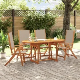 Juego comedor de jardín 5 pzas madera maciza acacia y textileno de , Conjuntos de jardín - Ref: Foro24-3279322, Precio: 570,0...