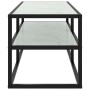 Mueble para TV negro con vidrio de mármol blanco 100x40x40 cm en Muebles TV | Comprar online en Foru.es