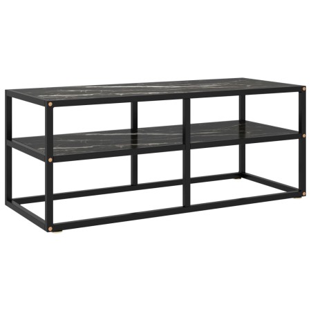 Mueble para TV negro con vidrio de mármol negro 100x40x40 cm en Muebles TV | Comprar online en Foru.es