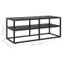 Mueble para TV negro con vidrio de mármol negro 100x40x40 cm en Muebles TV | Comprar online en Foru.es