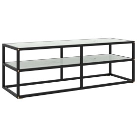 Mueble para TV negro con vidrio de mármol blanco 120x40x40 cm en Muebles TV | Comprar online en Foru.es