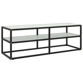 Mueble para TV negro con vidrio de mármol blanco 120x40x40 cm en Muebles TV | Comprar online en Foru.es