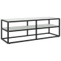 Mueble para TV negro con vidrio de mármol blanco 120x40x40 cm en Muebles TV | Comprar online en Foru.es