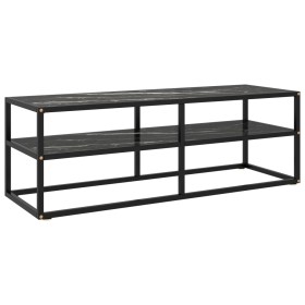 Mueble para TV negro con vidrio de mármol negro 120x40x40 cm en Muebles TV | Comprar online en Foru.es