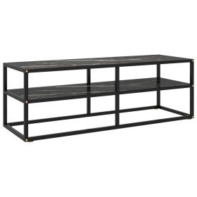 Mueble para TV negro con vidrio de mármol negro 120x40x40 cm en Muebles TV | Comprar online en Foru.es