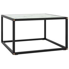 Mesa de centro negra con vidrio de mármol blanco 60x60x35 cm en Mesas de centro | Comprar online en Foru.es