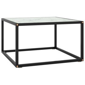 Mesa de centro negra con vidrio de mármol blanco 60x60x35 cm en Mesas de centro | Comprar online en Foru.es