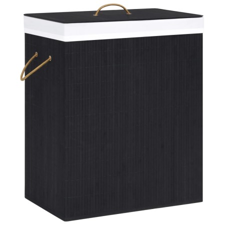 Cesto de la ropa sucia de bambú 2 secciones negro 100 l de vidaXL, Cestas para ropa - Ref: Foro24-320746, Precio: 33,80 €, De...