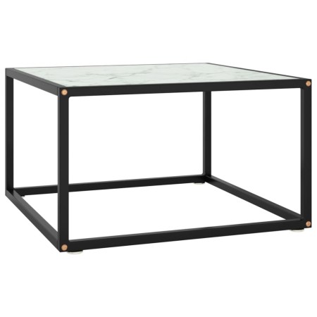Mesa de centro negra con vidrio de mármol blanco 60x60x35 cm en Mesas de centro | Comprar online en Foru.es