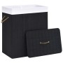 Cesto de la ropa sucia de bambú 2 secciones negro 100 l de vidaXL, Cestas para ropa - Ref: Foro24-320746, Precio: 33,80 €, De...