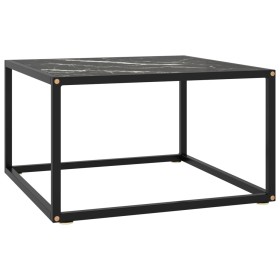 Mesa de centro negra con vidrio de mármol negro 60x60x35 cm en Mesas de centro | Comprar online en Foru.es